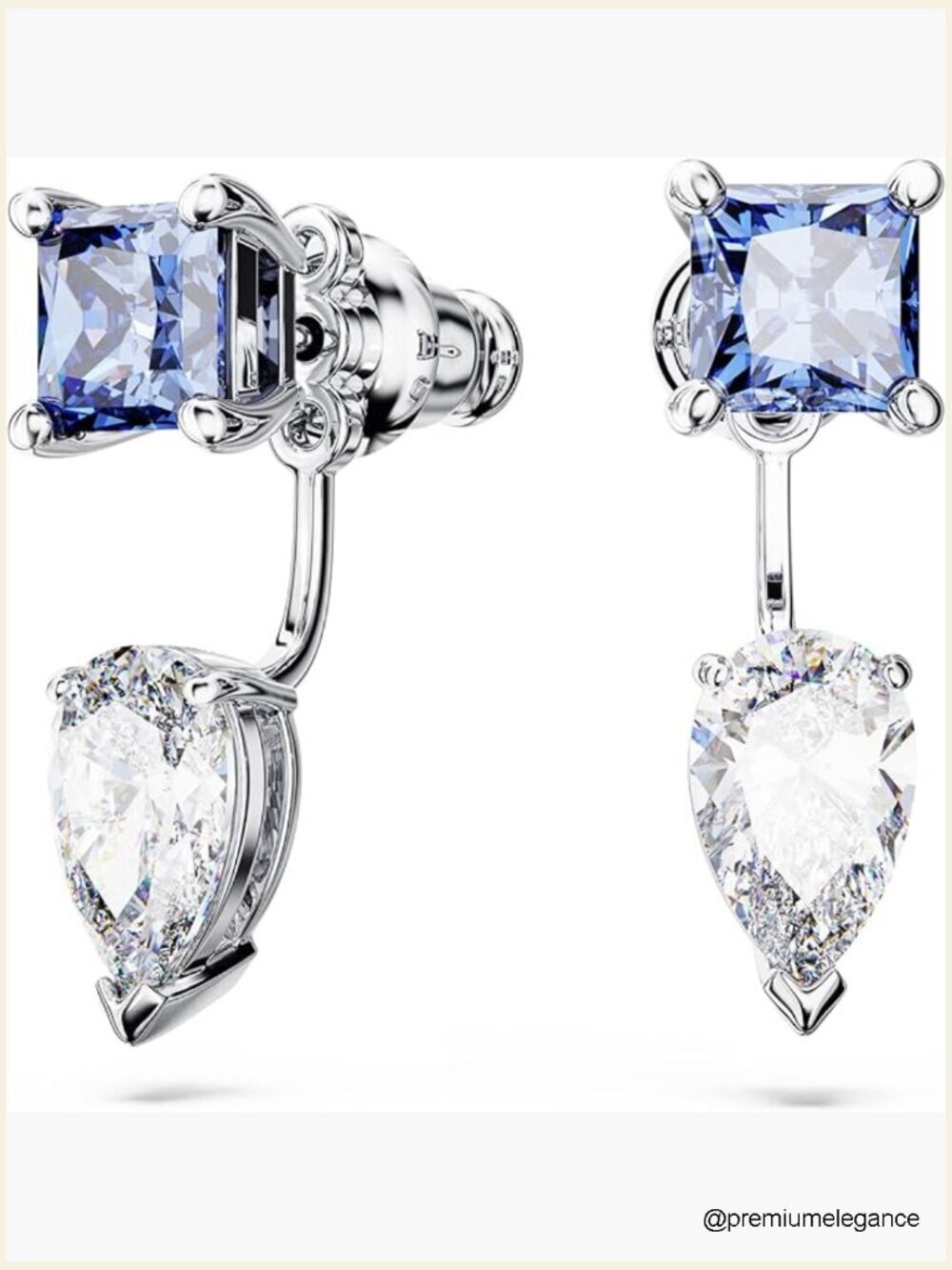 Detachable Crystal Drop Earrings - Rhodium Finish